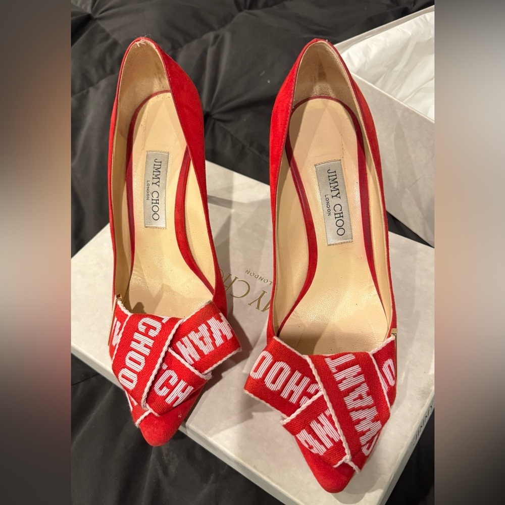 Authentic Jimmy choo red suede Tegan size 40 in supreme condition